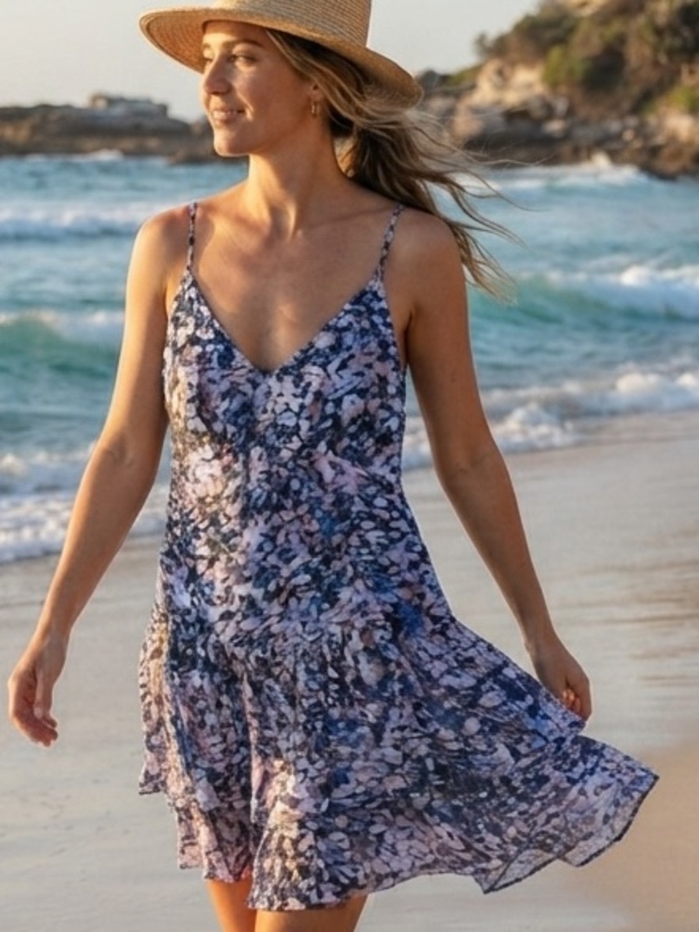 Abercrombie & Fitch Lavender Blue Floral Mini Dress in Large
